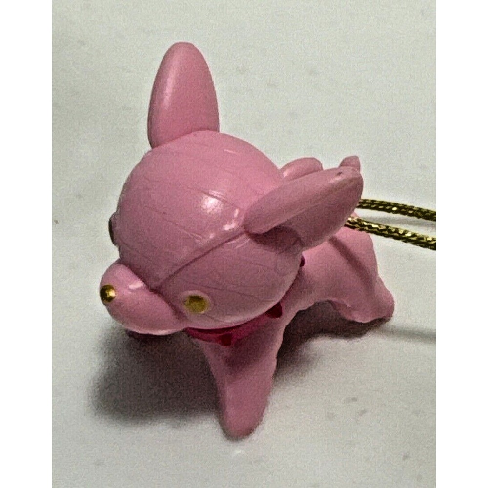 Pink Frenchie pvc dog ornament Mini 1 1/4 inch gold eyes